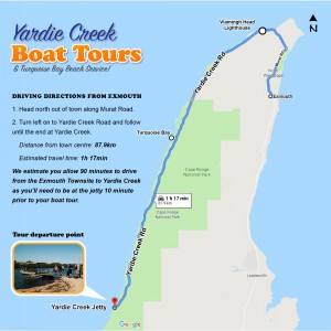 Driving directions from Exmouth to Yardie Creek