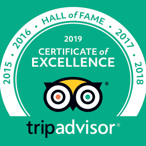 TripAdvisor Certificate of Excellence - Hall of Fame Award badge